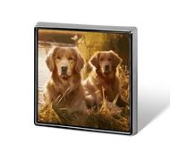 Two Golden Retrievers Square Lapel Pins Backpack Pin Cute Brooch Decoration Brooches for Women Men Fashion Button Badges for Hat Backpacks Purses Jackets Shirt Suit
