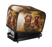 Two Golden Retrievers Toaster Cover 2 Slice, Waterproof Bread Machine Covers with Pockets Universal Size Kitchen Small Appliance Cover with Handle, Dust and Fingerprint Protection