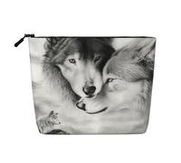 Two Gray Wolf Printed Make up Bag for Women Makeup Bags Zipper Travel Cosmetic Bags Pouch Organizer