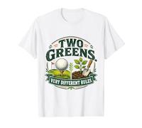 Two Greens Very Different Rules Golf and Gardening Value Graphic T-Shirt, Men, White, L