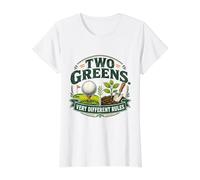 Two Greens Very Different Rules Golf and Gardening Value Graphic T-Shirt, Women, White, S