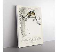 Two Grey Starlings By Ohara Koson Exhibition Museum Asian Japanese Canvas Wall Art Print Ready to Hang, Framed Picture for Living Room Bedroom Home Office Décor, 76x50 cm (30x20 Inch)