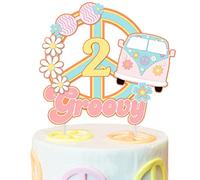 Two Groovy Birthday Cake Topper Two Groovy Party Decorations for Girls Hippie Boho Birthday Party Decorations 2nd Birthday Cake Topper