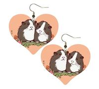 Two guinea pigs hanging out Leather Earrings for Women Heart Earring Lightweight Dangle Earrings Jewelry Gifts