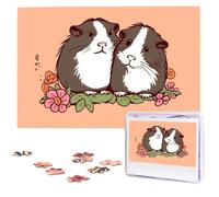 Two Guinea Pigs Hanging Out Puzzles 1000 Pieces Wooden Jigsaw Puzzle Personalized Picture Puzzles Family Decoration Photo Puzzle for Adults (29.5" x 19.7")