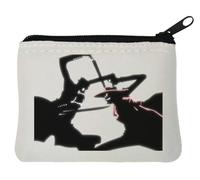 Two Guys Fighting Neoprene Coin Purse Pouch 10x11cm White