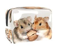 Two Hamster Fight a Nut Cosmetic Bag for Women, Travel Toiletries Bags Large PVC Makeup Handy Pouch Organiser with Zipper