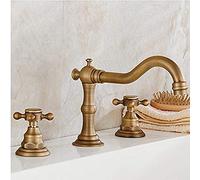 Two-Handle Antique Brass Bathroom Sink Faucet Bathtub Mixer Taps Long Curve Spout Vessel Sink Roman Tub Bar Faucets Good