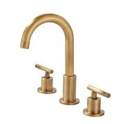 Two Handle Faucet Antique Brass Three-Hole Basin Faucet Split Bathroom Retro Hand Wash Hot and Cold Water(Color 3)