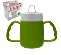 Two Handled 140ml Adult Drinking Cup, Internal Cone, and Spouted Lid. Perfect for A Spill-Proof Sipping Experience Adult Drinking Mug/Drinking Cup/Sippy Cup Get Your Drinking Aid Now! (Green)