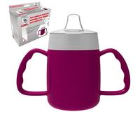 Two Handled 140ml Adult Drinking Cup, Internal Cone, and Spouted Lid. Perfect for A Spill-Proof Sipping Experience Adult Drinking Mug/Drinking Cup/Sippy Cup Get Your Drinking Aid Now! (BlackBerry)