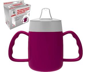 Two Handled 140ml Adult Drinking Cup, Internal Cone, and Spouted Lid. Perfect for A Spill-Proof Sipping Experience Adult Drinking Mug/Drinking Cup/Sippy Cup Get Your Drinking Aid Now! (BlackBerry)