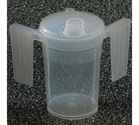 Two Handled Plastic Feeding Cup with SPOUT Adult Feeder Beaker Disability Drinking AIDS - Pack of 2 - Narrow