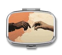 Two Hands Stretched Out Pill Box Cute Square Pill Case Portable Medicine Tablet Vitamin Holder Organizer for Purse Pocket