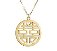 Two Happiness Symbols Pendant Stainless Steel Necklace Men Women's Fashion Romantic Wedding Jewelry Gift