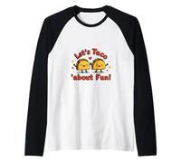Two Happy Cartoon Tacos Holding Hands Surrounded by Hearts a Raglan Baseball Tee