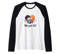 Two Happy Cartoon Tacos Holding Hands Surrounded by Hearts a Raglan Baseball Tee