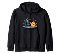 Two Happy Cartoon Tacos Holding Hands Surrounded by Hearts a Zip Hoodie