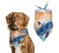 Two Happy Dolphins Dog Bandana Puppy Cat Scarfs Bibs Washable Triangle Kerchief Pet Gifts