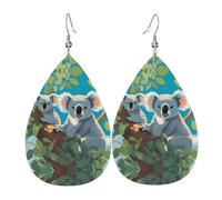 Two Happy Koalas Leather Earrings, Women'S Accessories, Suitable For Everyday Wear, Commuting And Travel.