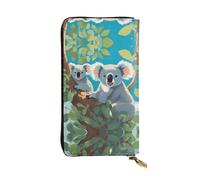 Two happy koalas Printed leather wallet, 7.5 x 4.1-inch long credit card holder, portable travel cash wallet