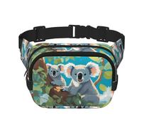Two happy koalas Square Double Layer Waist Bag Belt - Unisex Everywhere Fanny Pack Purse for Running, Travel, Hiking, Fitness, Black, One Size
