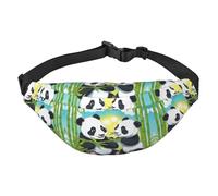 Two happy pandas Boys large waist bag, travel crossbody waist bag, suitable for enjoying sports, running, cycling, travel, fishing