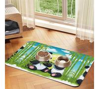 Two happy pandas Pet Absorbent Leather Non-Slip Feeding Mat 40x60cm, Quick Drying, Waterproof, Washable Bowl Mat
