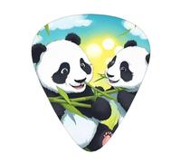 Two happy pandas Printed guitar picks, 12 pieces in 3 different thicknesses, suitable for acoustic guitar, electric guitar and band players