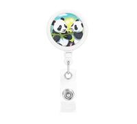 Two Happy Pandas Retractable Badge Holder Light and Durable Wear-Resistant for Daily Work Use