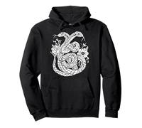 Two Headed Snake, Serpent, Flowers, Gothic, Punk, Witchy Pullover Hoodie