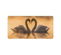 Two Heart-Shaped Swans Keyboard Mat Large Gaming Mouse Pad, Anti-Slip Desk Mat for Desktop Desk Work/Home Writing Mat 11.8 * 23.6 Inches