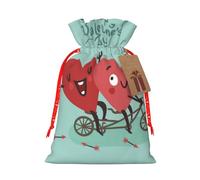 Two Hearts Fall In Love On Bicycle Print Drawstring Bags Burlap Gifts Bag With Drawstring Gift Bags For Wedding/Party/Festival/Storage