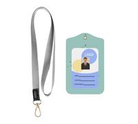 Two Hearts Fall in Love On Bicycle Print Id Badge Holder with Lanyard Wallet, Pu Leather Id Badge Card Holder with 1 Clear Id Window and Neck Lanyard(2pcs)