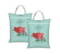 Two Hearts Fall In Love On Bicycle Print Travel Laundry Bag,Small Laundry Bags For Travelling, Dirty Clothes Storage Organizer For Gym, Camping, Dormitory(1/2pcs)