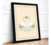 Two Hearts in Swan Botanical Framed Wall Art Print A4 (29.7×21cm) Black, Wall Decor for Living Room, Bedroom, Office & Home, Ready to Hang, Art Gift