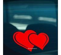 TWO HEARTS Love Cute Car Window Bumper Laptop or ipad Vinyl Decal Sticker (Red)