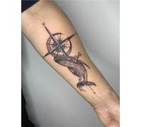 Two Herbal Stickers, Whale Compass Juice Semi-Permanent, Waterproof and Long Lasting,Tattoo Sticker Fake Tattoos