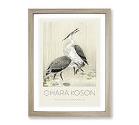 Two Herons In The Rain By Ohara Koson Exhibition Museum Asian Japanese Framed Print | A2 Oak Framed Wall Art | Ready to Hang | Asian Animal Picture | Living Room Bedroom Lounge Office