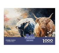 Two Highland Cows 1000 Piece Premium Cardstock Jigsaw Puzzles Strong Cows Vibrant Imagery Educational Toys Puzzles As Home Decoration70x50cm/1000pcs