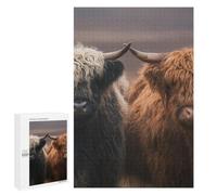 Two Highland Cows Wooden Jigsaw Puzzles for Adults