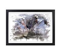 Two Hippos Hippopotamus V3 Framed Print | A2 Black Framed Wall Art | Ready to Hang | Modern Nature Picture | Living Room Bedroom Lounge Office