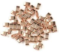 Two Hole Beads Charms Golden Silver Color Geometric Pattern Flat Beads-Light Rose gold-5x5x2mm 70pcs