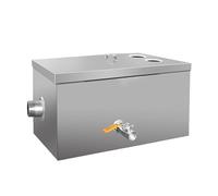Two-Hole Stainless Steel Oil-Water Separator Grease Trap, Three-Layer Filter for Restaurant Home Kitchen, 50x30x30cm