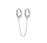 Two Holes Connecting Earrings Piercing Chain Hoop Earrings Huggie Wrap With Chain Dainty Jewelry For Women Girl Small Huggie Hoop For Women