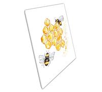 Two Honey Bees And Sticky Honey Comb Bumble Bees Nature Watercolour Illustration Wall Art Print On Canvas Picture For Home Office Decor 76x51cm (30x20In)