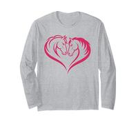 Two Horses Forming Heart Equine Love Design Long Sleeve T-Shirt