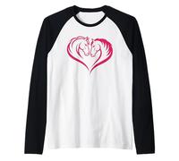Two Horses Forming Heart Equine Love Design Raglan Baseball Tee
