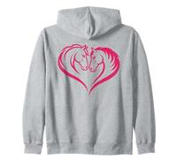 Two Horses Forming Heart Equine Love Design Zip Hoodie