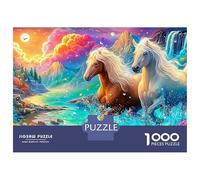 Two Horses Gallop in Magical Stream 1000-Piece Jigsaw Puzzle Fine Horse Ideal for Men, Women, Elders & Seniors 70x50cm/1000pcs